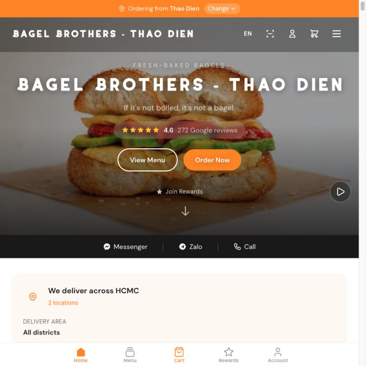 Bagel Brothers home-page preview