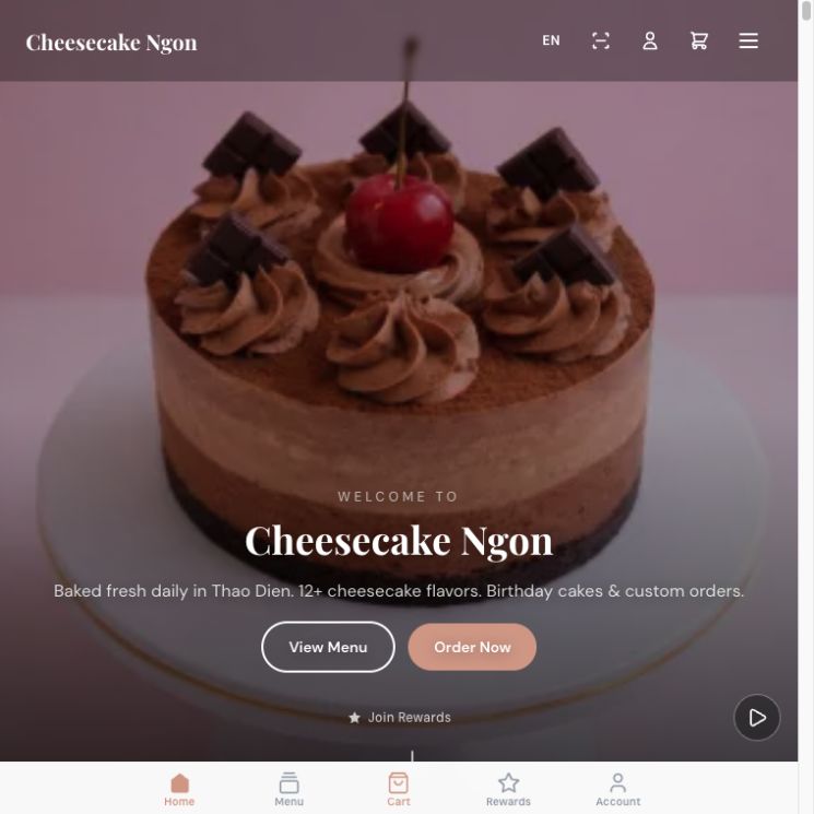 Cheesecake Ngon home-page preview