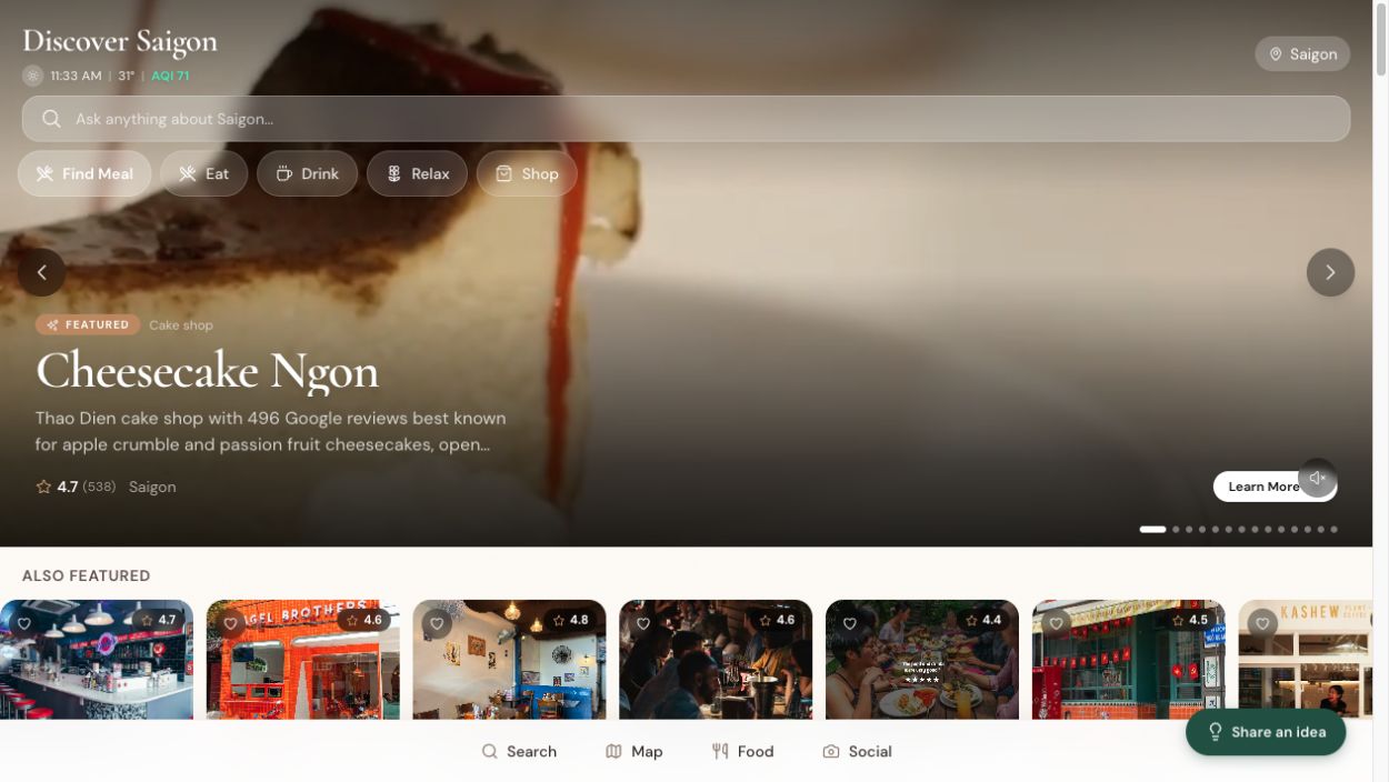 Sai Gon home-page screenshot